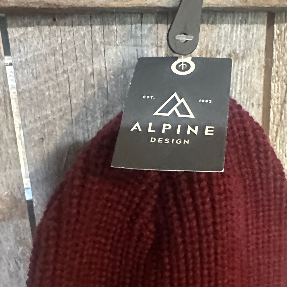 Alpine Design Burgundy Ribbed Cuffed Beanie - Picture 2 of 3